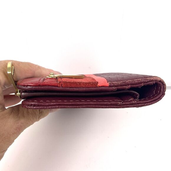 Vintage Fossill Wallet Women's Red/Burgundy/Pink Zip Around Leather Suede Block - Picture 4 of 9